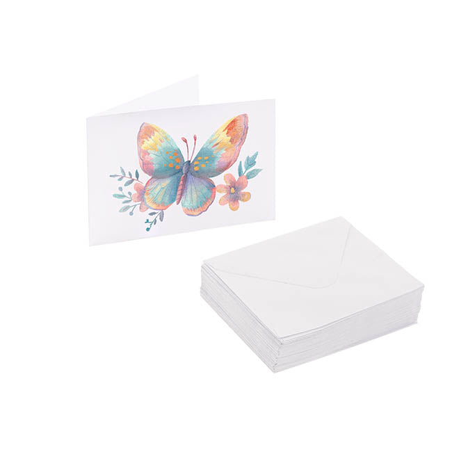 Artisan Gift Card & Envelope Butterfly Pk25 (10x6.5cmH)
