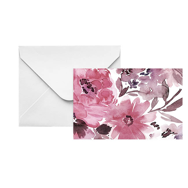 Artisan Gift Card & Envelope Pink Flowers Pk25 (10x6.5cmH)