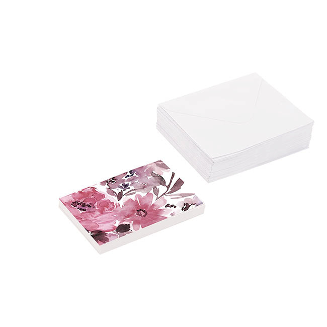 Artisan Gift Card & Envelope Pink Flowers Pk25 (10x6.5cmH)