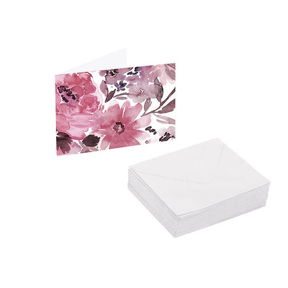 Artisan Gift Card & Envelope Pink Flowers Pk25 (10x6.5cmH)