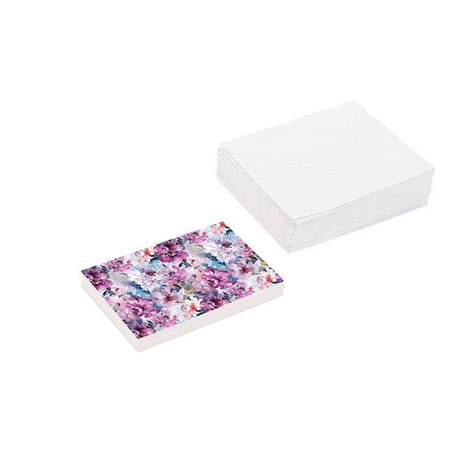 Artisan Gift Card & Envelope Flower Print Pk25 (10x6.5cmH)