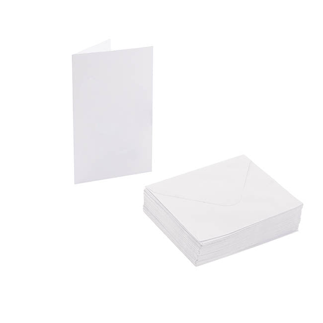 Classic Folded Card & Envelope Blank White Pack 25(10cmx6.5)