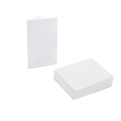 Classic Folded Card & Envelope Blank White Pack 25(10cmx6.5)