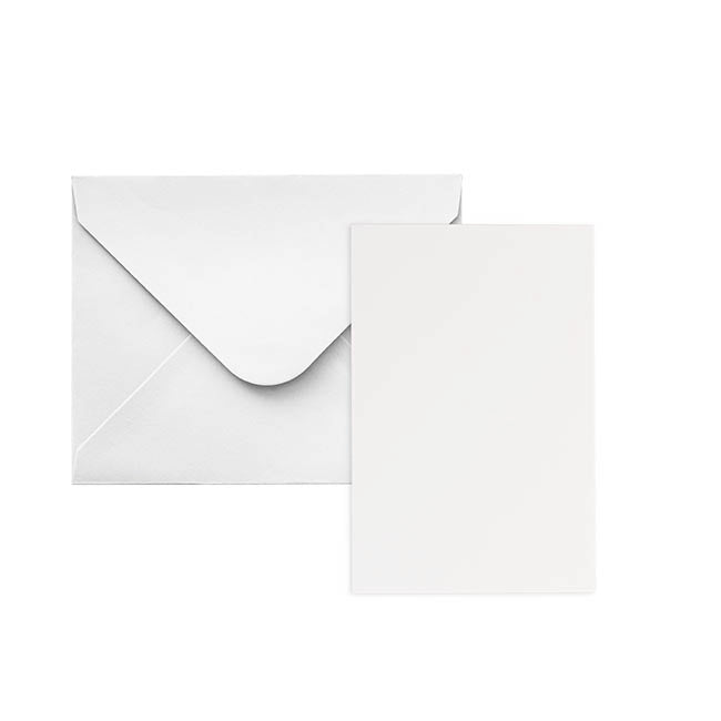 Classic Folded Card & Envelope Blank White Pack 25(10cmx6.5)