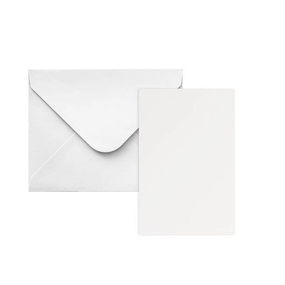 Classic Folded Card & Envelope Blank White Pack 25(10cmx6.5)