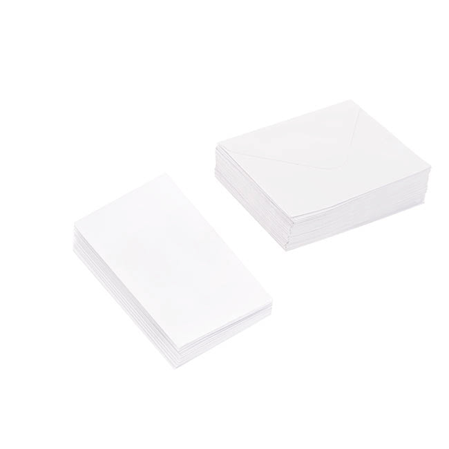Classic Folded Card & Envelope Blank White Pack 25(10cmx6.5)