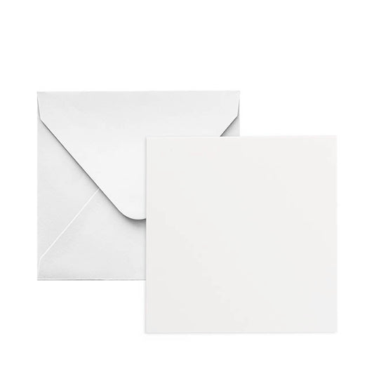 Square Folded Card & Envelope Blank White Pack 25 (10x10cmH)