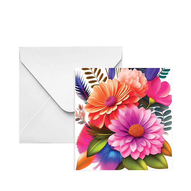 Nouvelle Gift Card & Envelope Vibrant Dasies Pk25 (10x10cmH)
