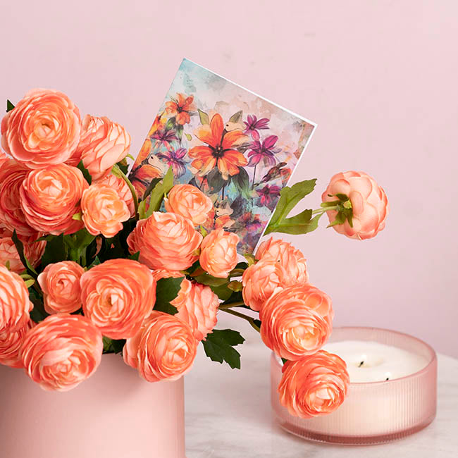 Nouvelle Gift Card & Envelope Golden Cosmos Pk25 (10x10cmH)