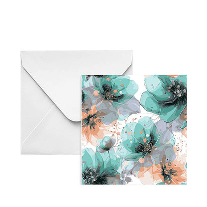 Nouvelle Gift Card & Envelope Teal Magnolias Pk25 (10x10cmH)
