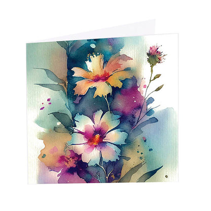 Nouvelle Card & Envelope Watercolour Cosmos Pk25(10x10cmH)