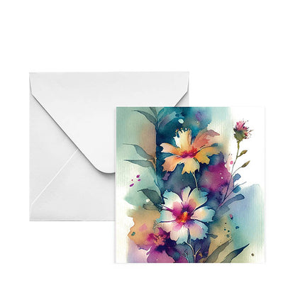 Nouvelle Card & Envelope Watercolour Cosmos Pk25(10x10cmH)
