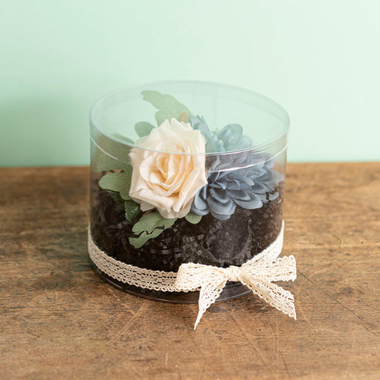 Cello Acetate PVC Corsage Gift Box (15cmDx12cmH) Round Clear