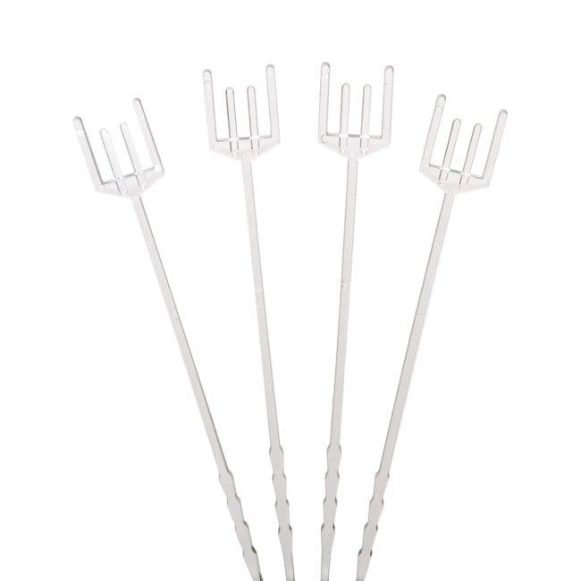 Card Forks Premium Four Prong 25cm (10") Clear Pack 100