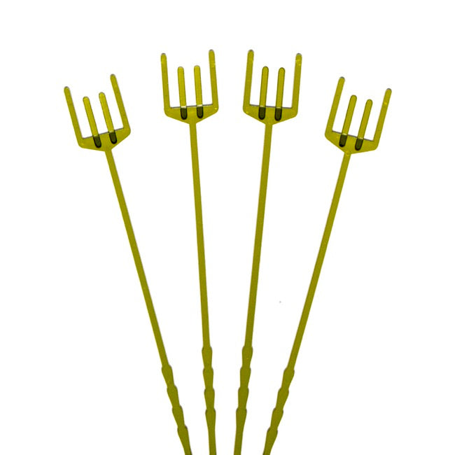 Card Forks Premium Four Prong 25cm(10") Olive Green Pack 100