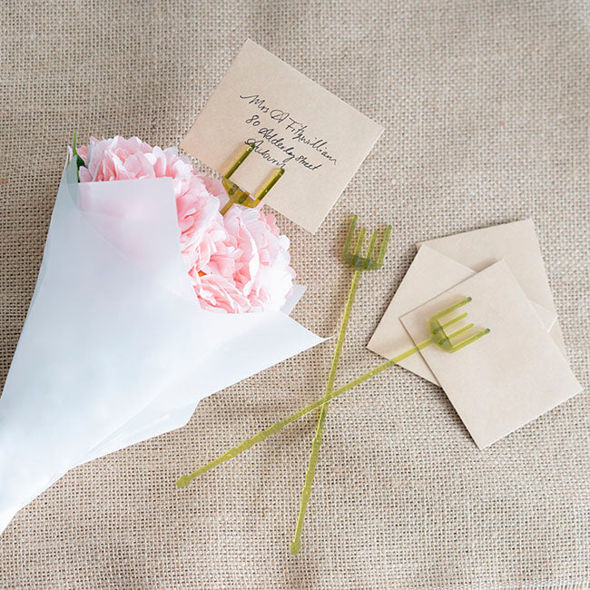 Card Forks Premium Four Prong 25cm(10") Olive Green Pack 100