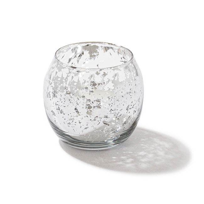 Glass Tealight Candle Holder Mini Sphere Silver (8x6.7cmH)