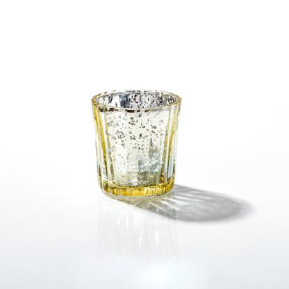Glass Votive Candle Holder Stripe Mercury Gold (5.5Dx6.8cmH)