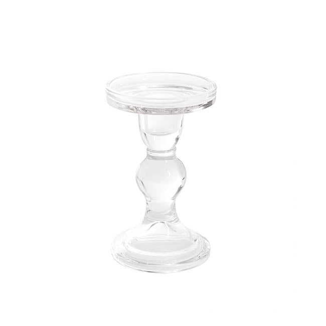 Glass Candle Holder Clear (8.5x13.6cmH)