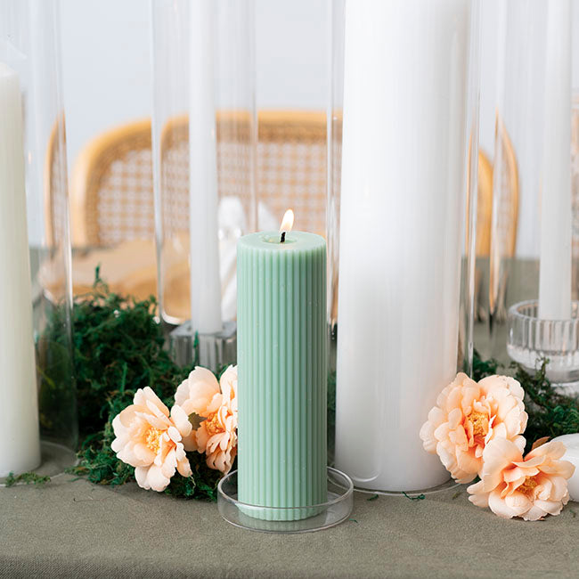 Round Glass Candle Plate Clear (7.5cmx1.5cmH)