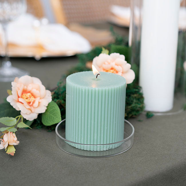 Round Glass Candle Plate Clear (9.5cmx1.75cmH)