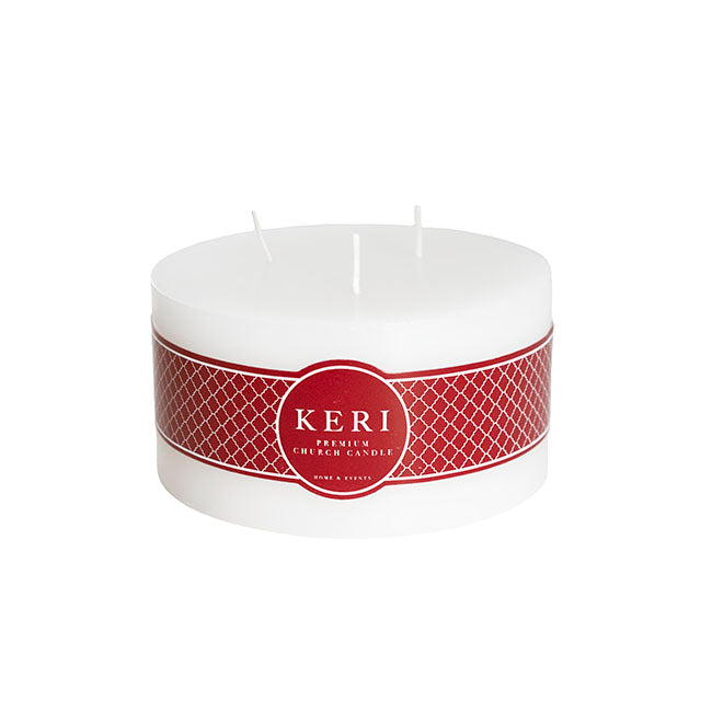 Pillar Candle 3 Wick 80Hr White (15x7.5cmH)