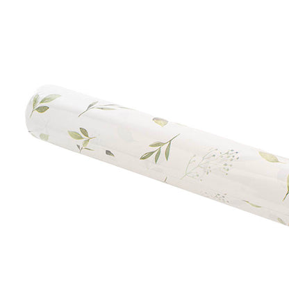 Wrapping Paper Roll Leaf Sprays Print Gloss White (70cmx25m)
