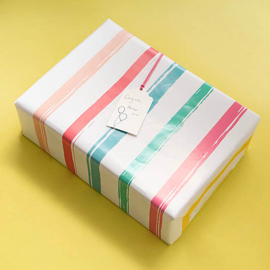 Wrapping Paper Roll Fun Painted Stripes Gloss (70cmx25m)