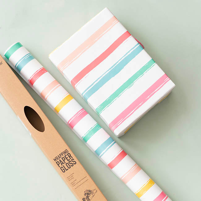 Wrapping Paper Roll Fun Painted Stripes Gloss (70cmx25m)
