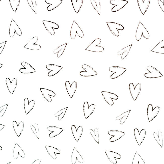 Wrapping Paper Roll Hearts Print Gloss White (70cmx25m)