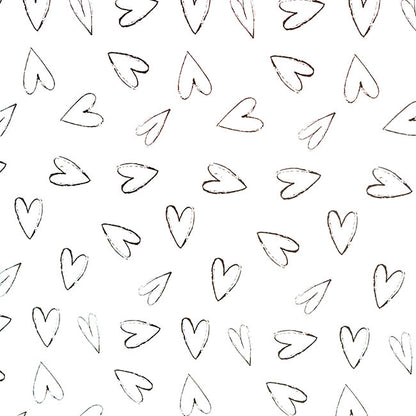 Wrapping Paper Roll Hearts Print Gloss White (70cmx25m)