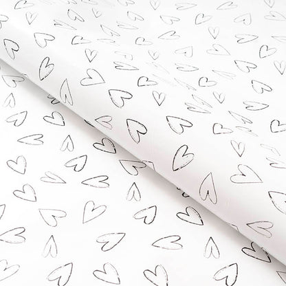 Wrapping Paper Roll Hearts Print Gloss White (70cmx25m)