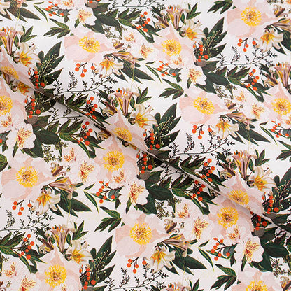 Wrapping Paper Roll Peonies & Lillies Gloss White (70cmx25m)