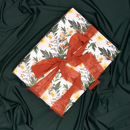 Wrapping Paper Roll Peonies & Lillies Gloss White (70cmx25m)