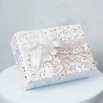 Wrapping Paper Elegant Swirls Gloss Silver Foil (70cmx25m)