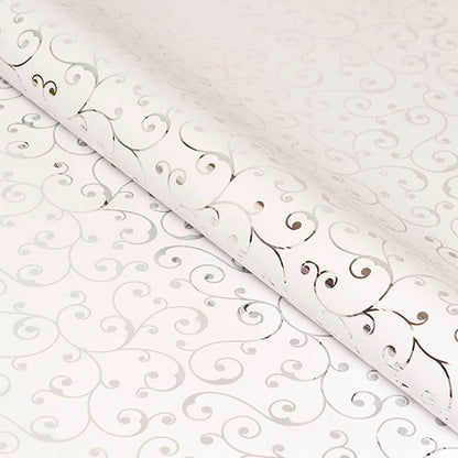 Wrapping Paper Elegant Swirls Gloss Silver Foil (70cmx25m)