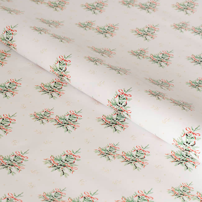 Wrapping Paper Roll Xmas Fir Trees Gloss White (70cmx25m)