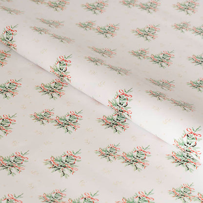 Wrapping Paper Roll Xmas Fir Trees Gloss White (70cmx25m)