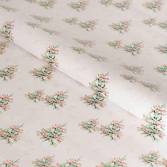 Wrapping Paper Roll Xmas Fir Trees Gloss White (70cmx25m)