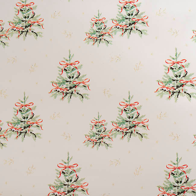 Wrapping Paper Roll Xmas Fir Trees Gloss White (70cmx25m)