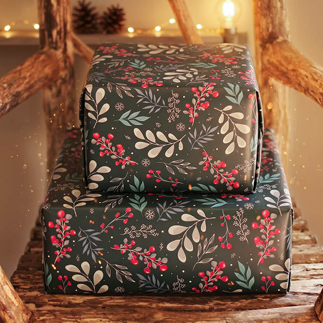 Wrapping Paper Roll Festive Botanica Gloss Green (70cmx25m)