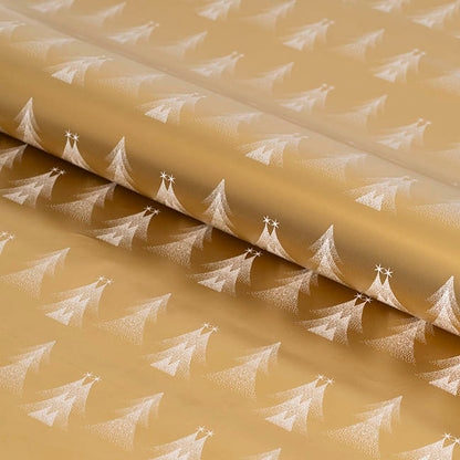 Wrapping Paper Roll Christmas Trees Gloss Gold (70cmx25m)
