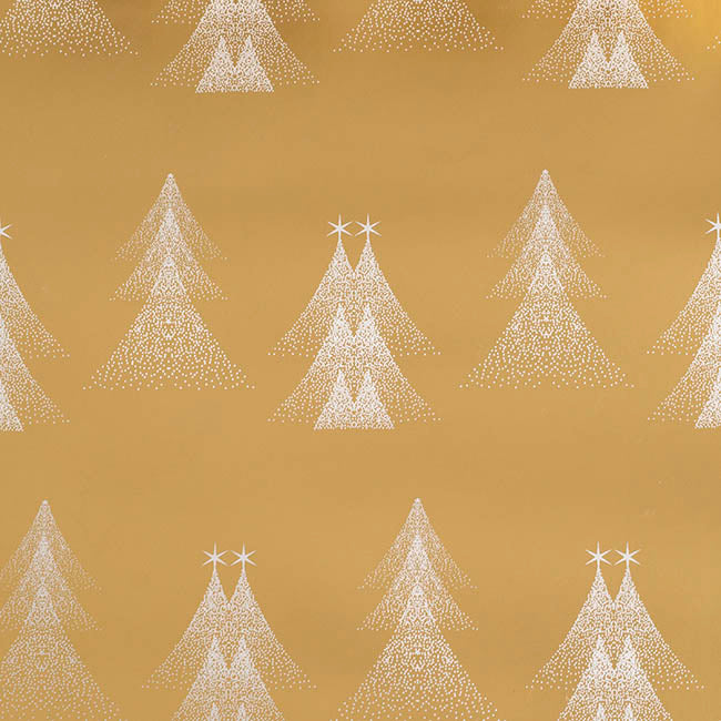 Wrapping Paper Roll Christmas Trees Gloss Gold (70cmx25m)