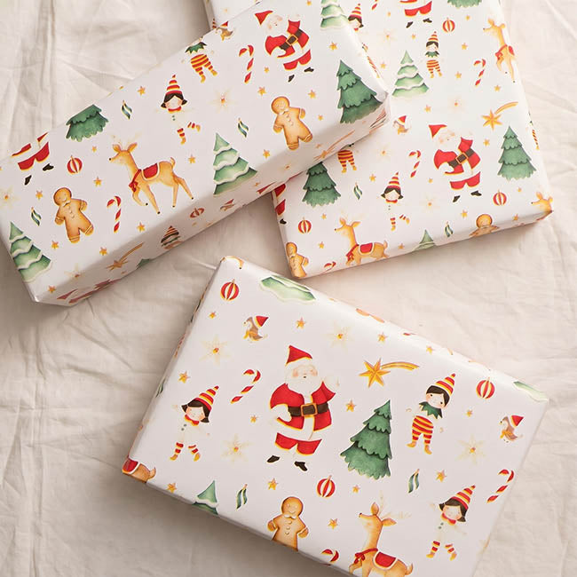 Wrapping Paper Roll Merry Mischief Gloss White (70cmx25m)