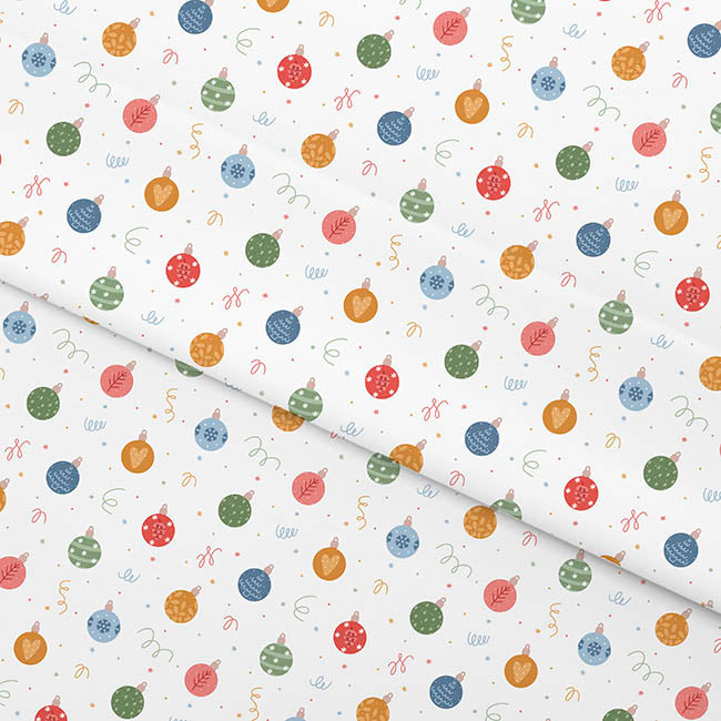 Wrapping Paper Roll Pastel Baubles Gloss White (50cmx50m)