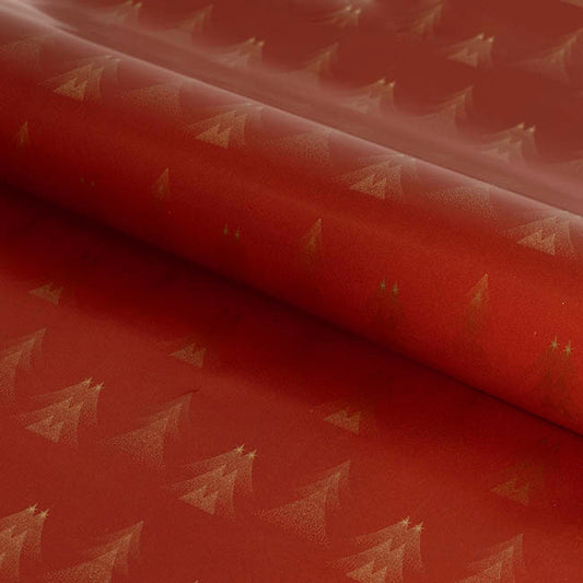 Wrapping Paper Roll Christmas Trees Gloss Burgundy(50cmx50m)