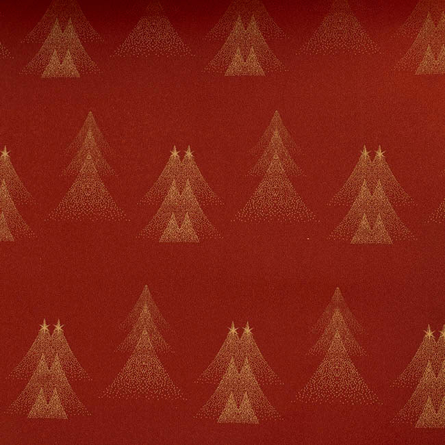 Wrapping Paper Roll Christmas Trees Gloss Burgundy(50cmx50m)