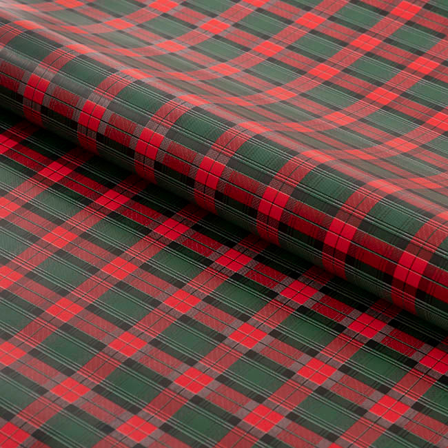 Wrapping Paper Roll Tartan Check Gloss Green Red (50cmx50m)