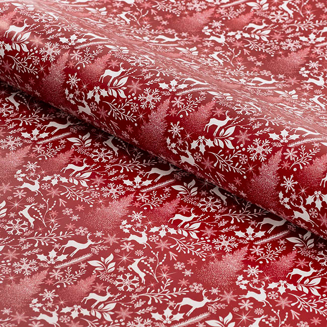 Wrapping Paper Roll Christmas Scape Gloss Red (50cmx50m)