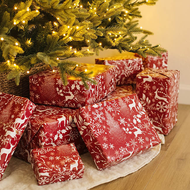 Wrapping Paper Roll Christmas Scape Gloss Red (50cmx50m)